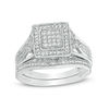 Thumbnail Image 1 of 1/5 CT. T.W. Composite Diamond Square Frame Vintage-Style Bridal Set in Sterling Silver