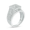 Thumbnail Image 1 of 1/4 CT. T.W. Composite Diamond Square Frame Multi-Row Vintage-Style Bridal Set in Sterling Silver