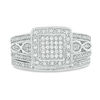 Thumbnail Image 3 of 1/4 CT. T.W. Composite Diamond Square Frame Multi-Row Vintage-Style Bridal Set in Sterling Silver