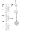Thumbnail Image 2 of 5.0-6.0mm Oval Freshwater Cultured Pearl and Crystal Station Threader Earrings in Sterling Silver