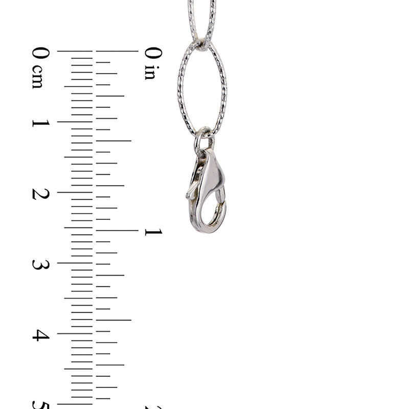 Main Image 2 of 8.5-9.0mm Oval Freshwater Cultured Pearl and Diamond-Cut Link Necklace in Sterling Silver-17"