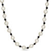 8.0 - 9.0mm Oval Cultured Freshwater Pearl And Onyx Alternating Brilliance Bead Necklace With Sterling Silver Clasp