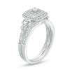 Thumbnail Image 2 of 1/4 CT. T.W. Diamond Double Cushion Frame Filigree Bridal Set in Sterling Silver