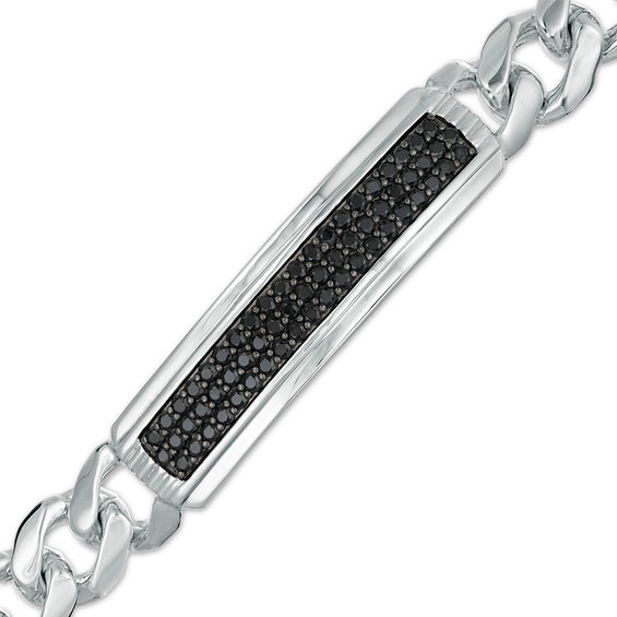 Black Spinel ID Bracelet in Sterling Silver - 8.25"