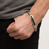 Thumbnail Image 1 of Men's Black Spinel ID Bracelet in Sterling Silver - 8.25"