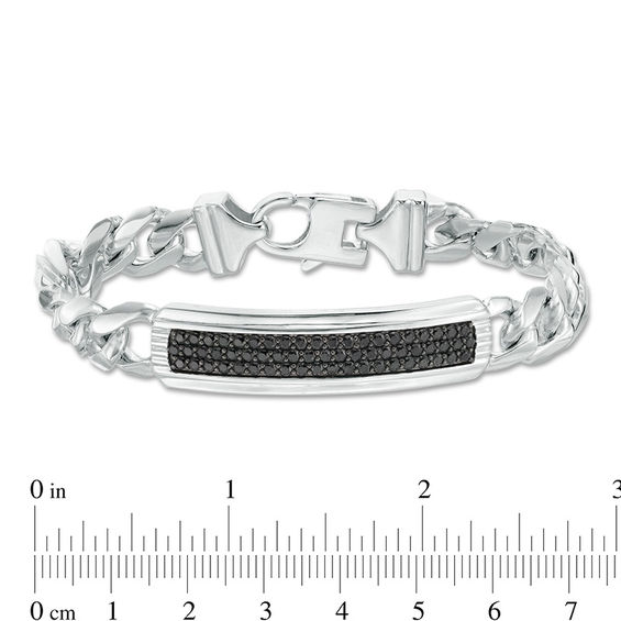 Black Spinel ID Bracelet in Sterling Silver - 8.25"