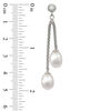 Thumbnail Image 2 of 7.5-8.0mm Baroque Freshwater Cultured Pearl Double Strand Drop Earrings in Sterling Silver