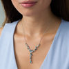 Thumbnail Image 2 of Multi-Shaped Blue and White Topaz Scattered "Y" Necklace in Sterling Silver - 17"
