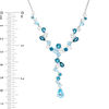 Thumbnail Image 3 of Multi-Shaped Blue and White Topaz Scattered "Y" Necklace in Sterling Silver - 17"
