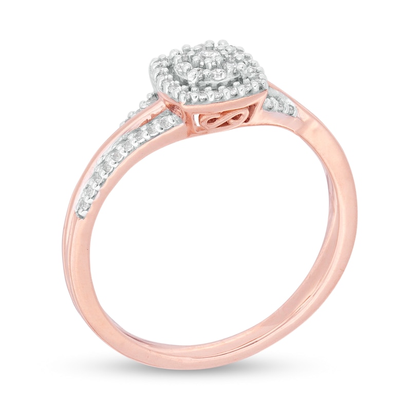 1/5 CT. T.W. Composite Diamond Square Frame Bypass Promise Ring in 10K Rose Gold