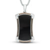 Thumbnail Image 1 of Men's Onyx Shield Dog Tag Pendant in Two-Tone Sterling Silver - 24"