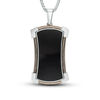 Thumbnail Image 0 of Men's Onyx Shield Dog Tag Pendant in Two-Tone Sterling Silver - 24"