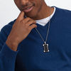 Thumbnail Image 2 of Men's Onyx Shield Dog Tag Pendant in Two-Tone Sterling Silver - 24"