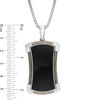 Thumbnail Image 2 of Men's Onyx Shield Dog Tag Pendant in Two-Tone Sterling Silver - 24"