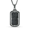 Thumbnail Image 1 of Men's Black Spinel Dog Tag Pendant in Two-Tone Sterling Silver - 24"