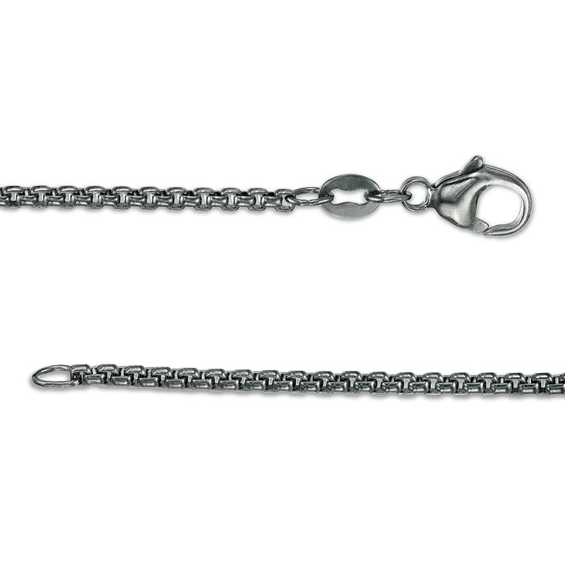 Main Image 4 of Men's Black Spinel Dog Tag Pendant in Two-Tone Sterling Silver - 24"