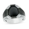 Thumbnail Image 1 of Onyx and White Topaz Signet Ring in Two-Tone Sterling Silver