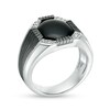 Thumbnail Image 3 of Onyx and White Topaz Signet Ring in Two-Tone Sterling Silver