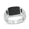 Thumbnail Image 1 of Black Spinel Rectangular Ring in Two-Tone Sterling Silver