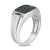 Thumbnail Image 3 of Black Spinel Rectangular Ring in Two-Tone Sterling Silver