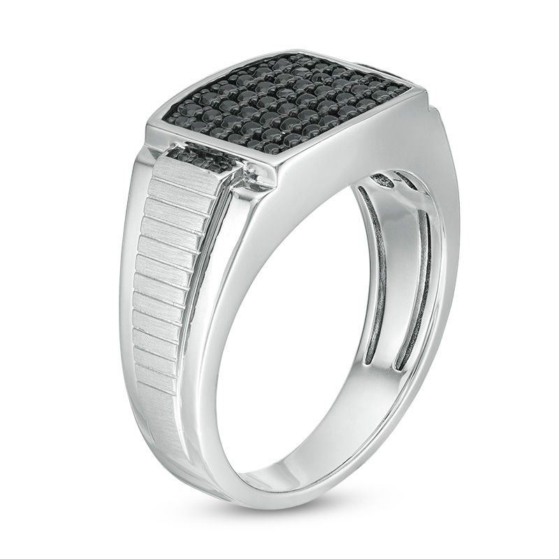 Main Image 3 of Black Spinel Rectangular Ring in Two-Tone Sterling Silver