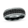 Thumbnail Image 1 of Black Spinel Double Row Beaded Ring in Sterling Silver with Black Rhodium