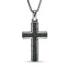 Thumbnail Image 0 of Men's Black Spinel Cross Pendant in Sterling Silver with Black Rhodium - 24"