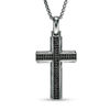 Thumbnail Image 1 of Men's Black Spinel Cross Pendant in Sterling Silver with Black Rhodium - 24"