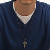 Thumbnail Image 1 of Men's Black Spinel Cross Pendant in Sterling Silver with Black Rhodium - 24"