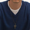 Thumbnail Image 2 of Men's Black Spinel Cross Pendant in Sterling Silver with Black Rhodium - 24"