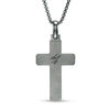 Thumbnail Image 2 of Men's Black Spinel Cross Pendant in Sterling Silver with Black Rhodium - 24"