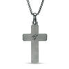 Thumbnail Image 3 of Men's Black Spinel Cross Pendant in Sterling Silver with Black Rhodium - 24"