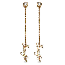 Personalized Earrings Custom Zales Simulated Birthstone And Name Drop Earrings In Sterling Silver With 18k Gold Plate 1 Stone