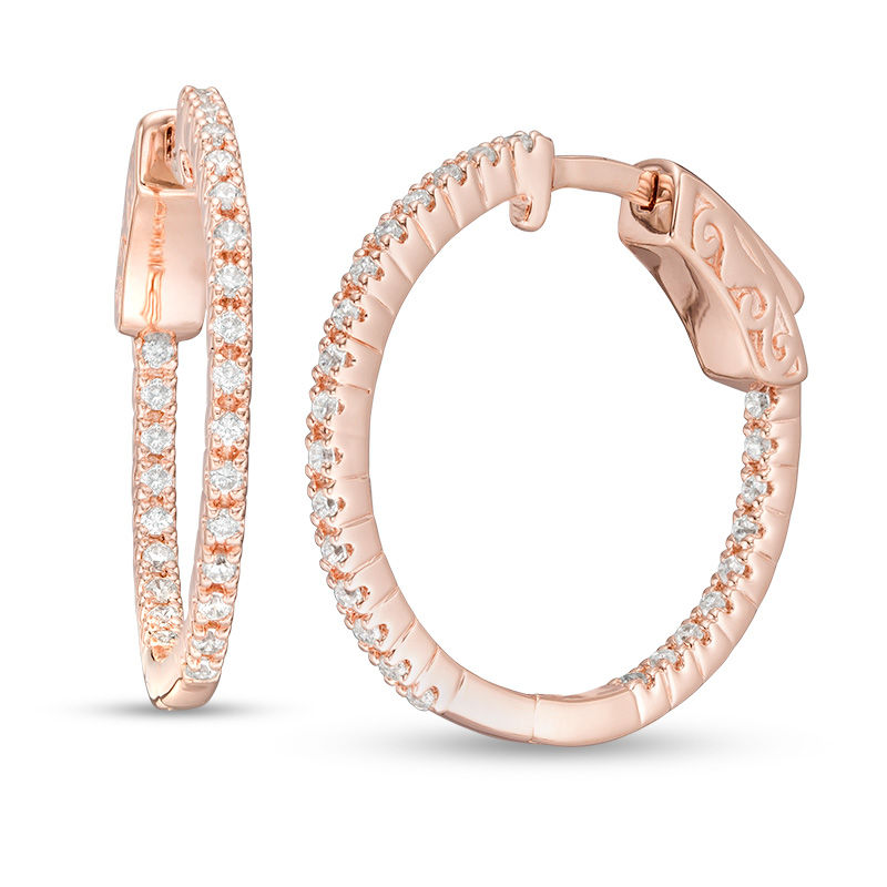 1/2 CT. T.W. Diamond Inside-Out Hoop Earrings in 10K Rose Gold
