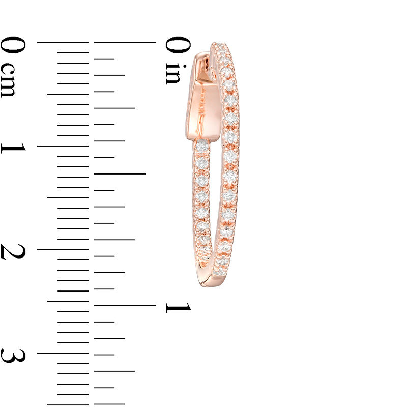 Main Image 2 of 1/2 CT. T.W. Diamond Inside-Out Hoop Earrings in 10K Rose Gold