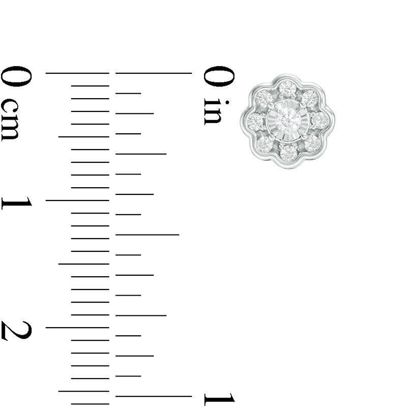 Main Image 2 of 1/4 CT. T.W. Diamond Flower Frame Stud Earrings in 10K White Gold