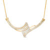 Thumbnail Image 1 of 1 CT. T.W. Baguette and Round Composite Diamond Flame Bypass Necklace in 10K Gold - 15.5"
