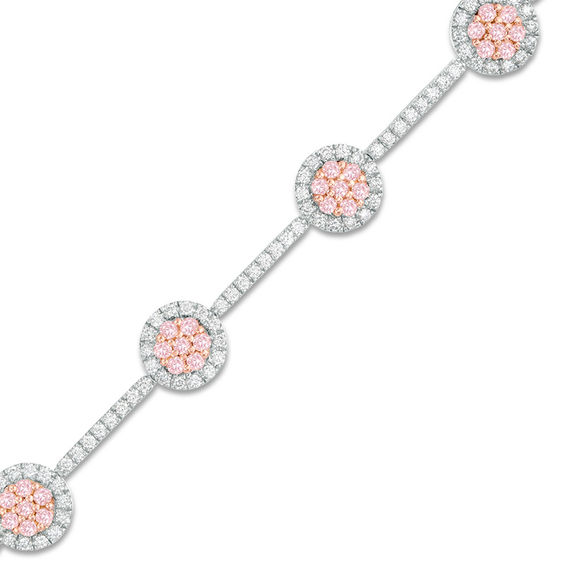 2 CT. T.w. Certified Pink and White Diamond Frame Bracelet in 14K Two-Tone Gold (Fancy/I2)