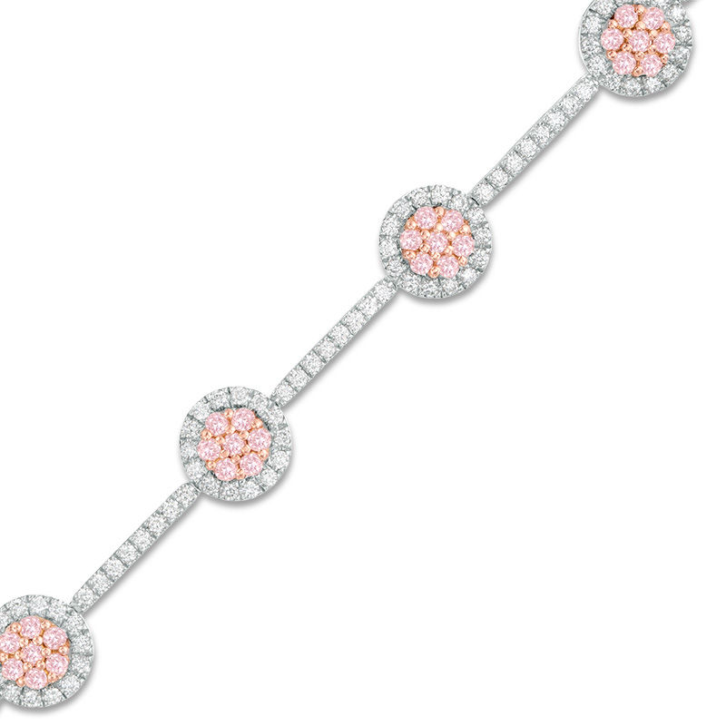 Main Image 1 of 2 CT. T.W. Certified Pink and White Diamond Frame Bracelet in 14K Two-Tone Gold (Fancy/I2)