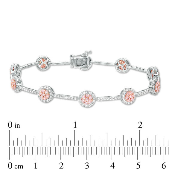 2 CT. T.w. Certified Pink and White Diamond Frame Bracelet in 14K Two-Tone Gold (Fancy/I2)