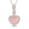Thumbnail Image 1 of 3/4 CT. T.W. Certified Pink and White Composite Diamond Heart Frame Twist Pendant in 14K Rose Gold (Fancy/I2)