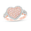 Thumbnail Image 1 of 3/4 CT. T.W. Certified Pink and White Composite Diamond Heart Frame Ring in 14K Rose Gold (Fancy/I2)