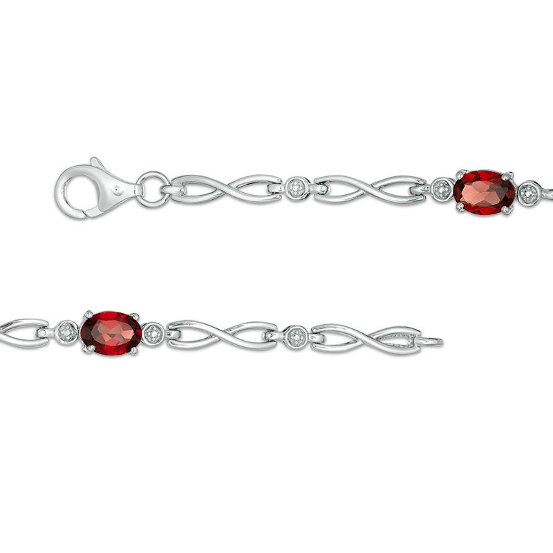 Main Image 2 of Oval Lab-Created Garnet Infinity Link Bracelet in Sterling Silver - 7.5"