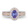 Thumbnail Image 3 of Enchanted Disney Ariel Oval Tanzanite and 3/4 CT. T.W. Diamond Double Frame Engagement Ring in 14K Two-Tone Gold