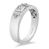 Thumbnail Image 1 of Enchanted Disney Men's 1/4 CT. Square-Cut Diamond Solitaire Crown Wedding Band in 14K White Gold