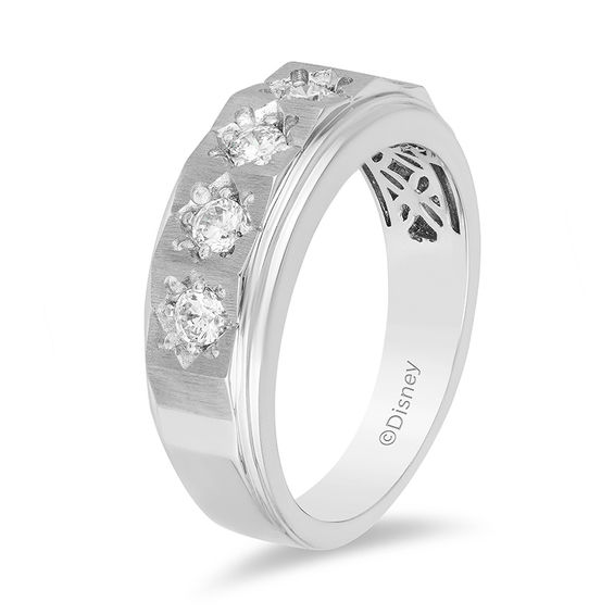Enchanted Disney 1/2 CT. T.w. Diamond Five Stone Crown Wedding Band in 14K White Gold