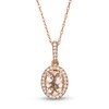 Thumbnail Image 1 of Oval Morganite and 1/10 CT. T.W. Diamond Frame Pendant in 10K Rose Gold