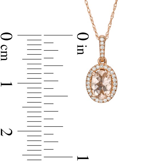 Oval Morganite and 1/10 CT. T.w. Diamond Frame Pendant in 10K Rose Gold