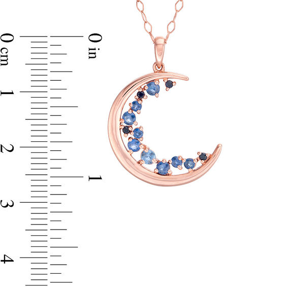 Blue Sapphire Crescent Moon Pendant in 10K Rose Gold