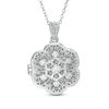 Thumbnail Image 0 of 1/8 CT. T.W. Diamond Filigree Flower Vintage-Style Locket in Sterling Silver
